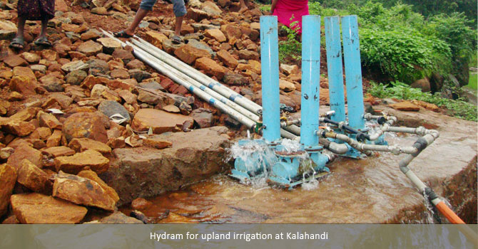 Hydram for upland irrigation at Kalahandi